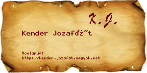 Kender Jozafát névjegykártya